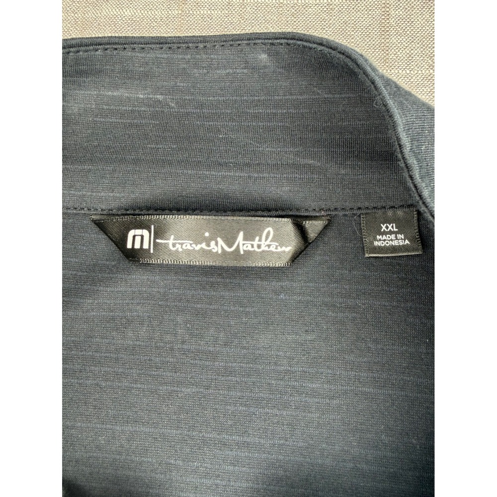 TravisMathew Mens XXL 1/4 Zip Pullover Charcoal Gray Slub Golf Shirt 1MY349 - Picture 5 of 9